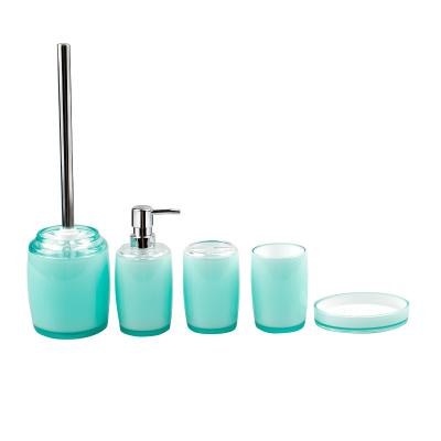 China New Stocked Plastic Bathroom Set 5 Pcs Hotel Bathroom Accessories Set Plastic Bathroom Accessories Set for sale