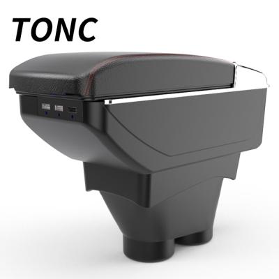 China TONC Storage Box For Peugeot 208 Car Seat Armrest Black High Quality Console Storage Box With Cup Holder And USB Car Interior Parts for sale