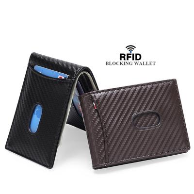 China RFID Blocking Credit Card Holder Wallet Latest Customized RFID Blocking Ultra-thin Leather Credit Card Holder Wallets Men Slim Fiber Wallet Business Wallet carbon for sale