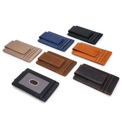 China Custom RFID Front Pocket Wallet Slim Wallet Money Clip With Magnetic Clip for sale