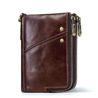 China RFID Customized Professional Handmade Wallet Zipper Leather Wallet For Men for sale