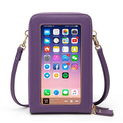 China Lady Small Shoulder Bag Cell IPhone A Touch Screen Purse And Anti Theft Credit Card Slots Wallet Women for sale