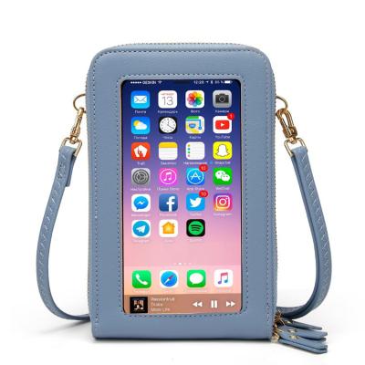 China Anti-theft Bag Women Small Phone Shoulder Bag Mobile Phone Clips 14 Credit Card Slots Purse Ladies Wallet for sale