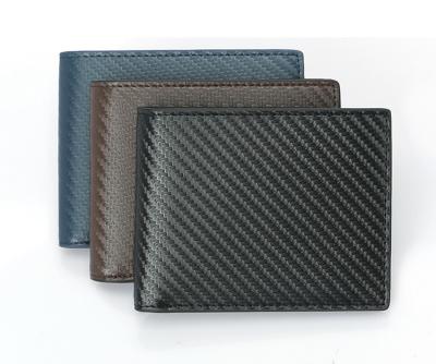 China RFID Rfid Mens Carbon Fiber Leather Wallet Design ID Card Holder Bifold Wallet for Men for sale