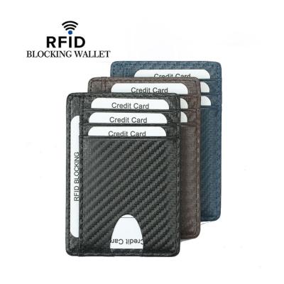 China Minimalist RFID Front Pocket Purse Leather Card Holder Wallet Slim Wallets for Men and Women for sale