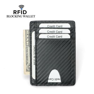 China RFID Pocket Promotional Wallet Cool Colorful Ultra Thin Carbon Fiber PU Leather Wallet For Gift for sale