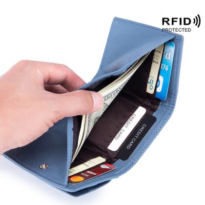 China Luxury Genuine Leather Coin Bag Pocket RFID Women's Leather Wallet Clutch Organizer Genuine Leather Wallet For Ladies for sale