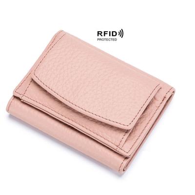 China RFID Women's Small Short Wallet Lady Purse Clutch Wallet With Coin Bag for sale