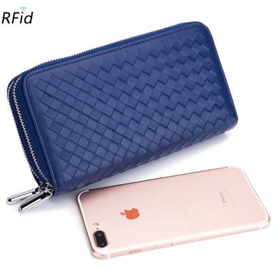 China Large Capacity RFID Blocking Luxury Genuine Leather Ladies Purse Large Capacity Clutch Wallet Card Holder Organizer for sale