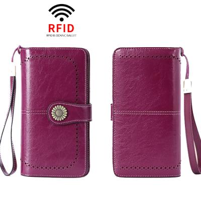 China RFID Blocking Fashion Lady Wallet Large Capacity RFID Blocking Multifunctional PU Leather Bag Wallet Women for sale