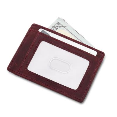 China Mini Gift Minimalist Men Simple RFID Wallet Promotional Slim Thin First Layer RFID Wallet Genuine Leather Wallets for sale