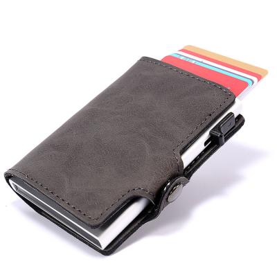 China RFID Rfid PU Leather Wallet Pop Men Slim Card Holder Wallets With Money Clip for sale