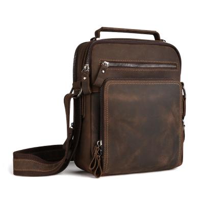 China Big Satchel Shoulder Brown Rugged Leather Notebook Bag I-pad Waterproof Genuine Leather Casual Backpack for sale