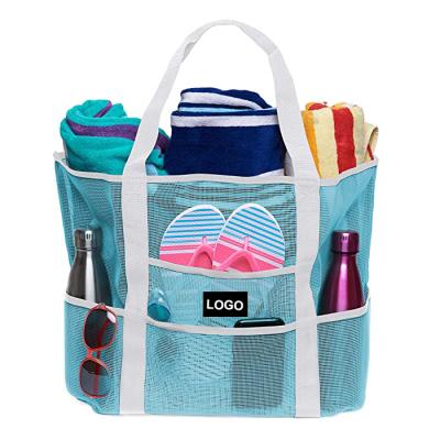 China Fashion Summer Camp Grocery Mesh Beach Handbag Tote Bag Outdoor Lightweight Large Bag for sale