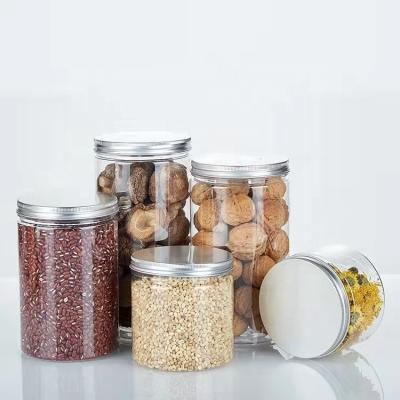 China Plastic Transparent Dry Fruit Pet Food Medicine Pet Food Fruit Pet Jar Jar With Aluminum Lid Or Plastic Lid for sale