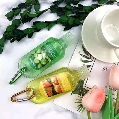 China Wholesale Empty Hand Soap Gel Hand Sanitizer PLASTIC PACKAGING Wash PET 60ml Empty Clear Plastic Bottle With Key Chain Carabiner Hanger for sale