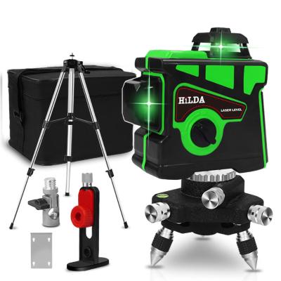 China Good Brand Cheapest Supplier 12 Lines Horizontal&Vertical Cross 3D Laser Levels Can Match Laser Level Tripod 20*20*20cm for sale