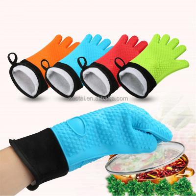 China Cooking Gloves for Kitchen Use New Thickening Cotton Lined Oven Mitt Long Silicone Oven Gloves Non-slip Insulated Glove BBQ Cooking Gloves Silicone for sale