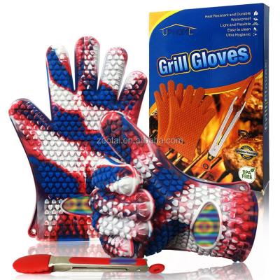 China 2022Upset High Quality Dotted Silicone Gloves With Five Finger Glove Silicone Rubber Insulated Waterproof Oven Gloves for sale