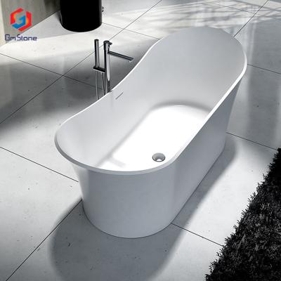 China Brand New Luxury Freestanding Solid Outdoor Artificial Stone Resin Resin Design White Freestanding Bathtub for sale