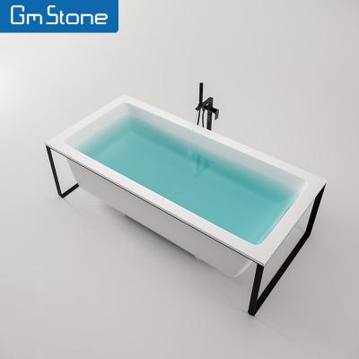 China Eco-friendly Stone Material European Solid Outdoor Composite Resin Bathtub Wisdom Design Freestanding Bathtub for sale