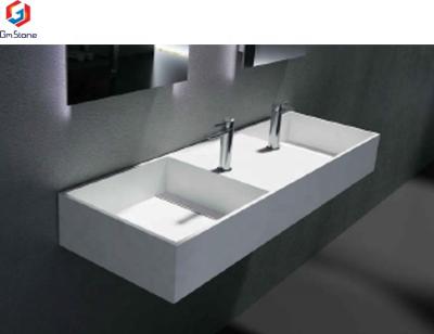 China Modern Italian Design Solid Outdoor Artificial Stone Basin Bathroom Wall-Hung Wash Basin /Double Sink for sale