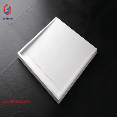 China Modern Artificial Stone Tray Shower Pan Surface Resin Square Solid Shower Base Bathroom Bathing Rectangle 1pcs from Guangzhou for sale