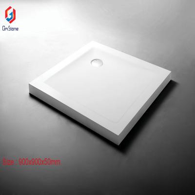 China Rectangle Pedestal Modern Italian Clear Acrylic White Shower Tray Solid Outdoor Artificial Stone Base for sale