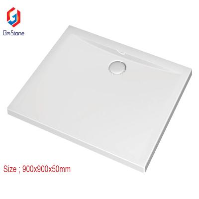 China Rectangle Pedestal Modern Italian Clear Acrylic White Shower Tray Solid Outdoor Artificial Stone Base for sale