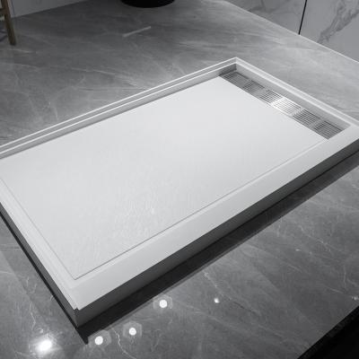 China Rectangle Pedestal Modern Italian Clear Acrylic White Shower Tray Solid Outdoor Artificial Stone Base for sale