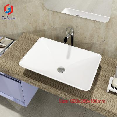 China Simplicity modern style solid surface ston resin countertop wash hand basin sink for sale