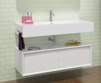 China Modern Italian Designed Bathroom Wall-hung Solid Surface Artificial Stone Sink Cabinet for sale