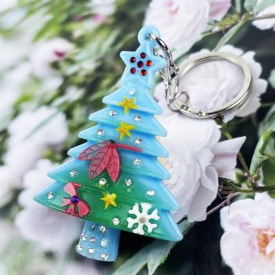 China China 2021 Newest Design Christmas Tree Shape Resin Mold Epoxy Ornaments Silicone For Shiny 2 Pcs Key Chain Making for sale