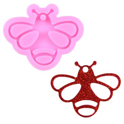 China DIY Silicone Honey Bee Key Chain Resin Mold Shiny Cute Bee Pendant Mold Epoxy Resin Stocked for sale