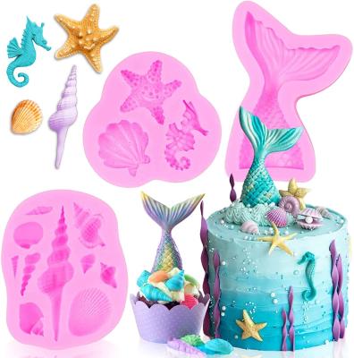 China Stored DIY Handmade Baking Tools for Mermaid Fondant Silicone Mold Theme Cake Decorating Chocolate Baking Molds Set for sale