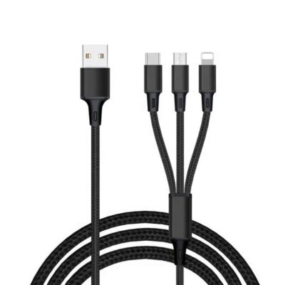 China Camera Usb Cable 3 in1 USB Charging Nylon Braided Mini Micro USB Type C IOS Data Line For Samsung for sale