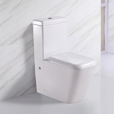 China Chinese Double-Flow Toilet Mall Hotel Square Shaped Two Piece Toilet Luxury Bathroom Commode for sale