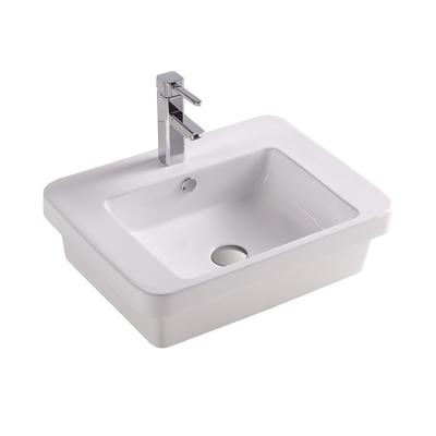 China Clean Factory Selling Elegant Single Hole Art Basins Single Square Mount Basin Semi Counter Top Sink for sale