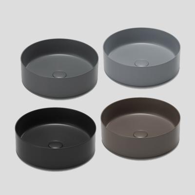 China Custom Colored Round Matte Black Bathroom Wash Basin Manufacturer Waterproof Hotel Sanitary Home for sale