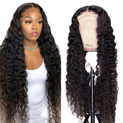 China Cheap Wholesale Raw Virgin Brazilian Water Wave Yeswigs Cuticle Aligned Swiss Hair 5X5 Lace Closure Water Wave Wig For Black Women for sale