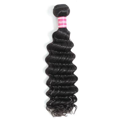 China Yeswigs Deep Wave Top 10A Deep Wave Remy Indian Virgin Human Hair Weave One Bundle Natural 1B Color Deep Curl Indian Raw Hair Extension for sale