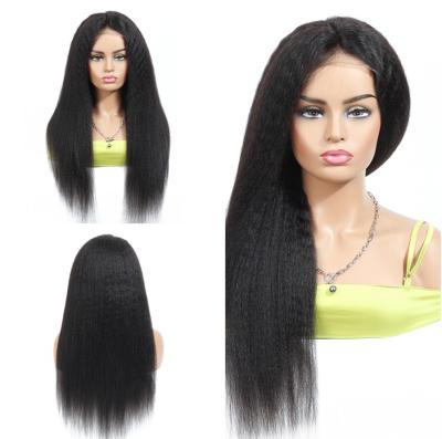 China Yaki Pre Plucked Drawn Yaki Style Virgin Donor Lace Wig Vendors Full Lace Wig Double Straight Swiss Curly Transparent Hair for sale