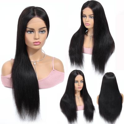 China Straight Cuticle Aligned Hair Lace Front Wig 100% Unprocessed Brazilian Raw Natural Swiss Straight Lace Band Color Wig Vendors for sale