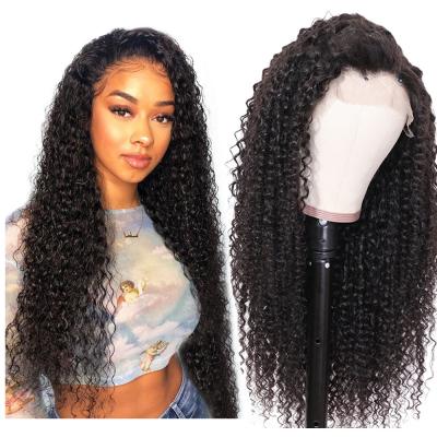 China Curly Curl Factory Supplier Selling Cheap Unprocessed Virgin Peruvian Curly Curly Human Hair Swiss Lace Front Closure Wig For Black Women for sale