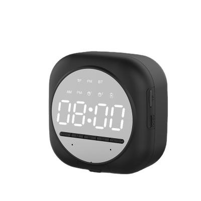 China Home PORTABLE Outdoor Stereo Mini Creative Gift Card Speaker Wireless Mirror Clock Radio for sale