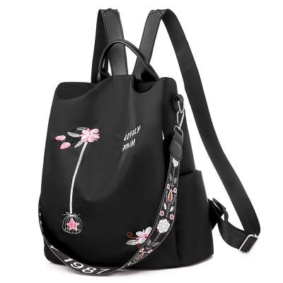 China Wholesale Water Resistant Flower Embroidered Modern Stylish Backpack Bag Daily Travel Rugzakken for sale