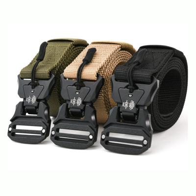 China Neutral/men and women new joker belt leisure leather belt nylon nylon tactical function of the magnet buckle canvas belt plastic stain for sale