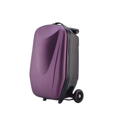 China New Universal Wheel Travel 21inch Suitcase Student Bags Innovative PC Trolley Bags Folding Suit Case Scooter Luggage for sale