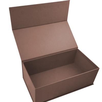 China Custom Luxury Flat Recyclable Cardboard Recycled Wine Packaging Paper Folding Paper Rigid Box Flip Packaging Boxes For Clothes Brown for sale