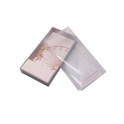 China Recycled Materials Customized Cosmetic Candle Chocolate Perfume Jewelry Packaging Paper Cardboard Gift Hard Lid And Base Box With Clear Cover for sale